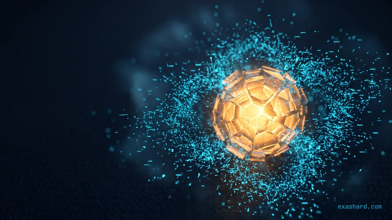 Taming Prometheus cardinality, shown as an explosion of cyan metric-label points from an overloaded amber core
